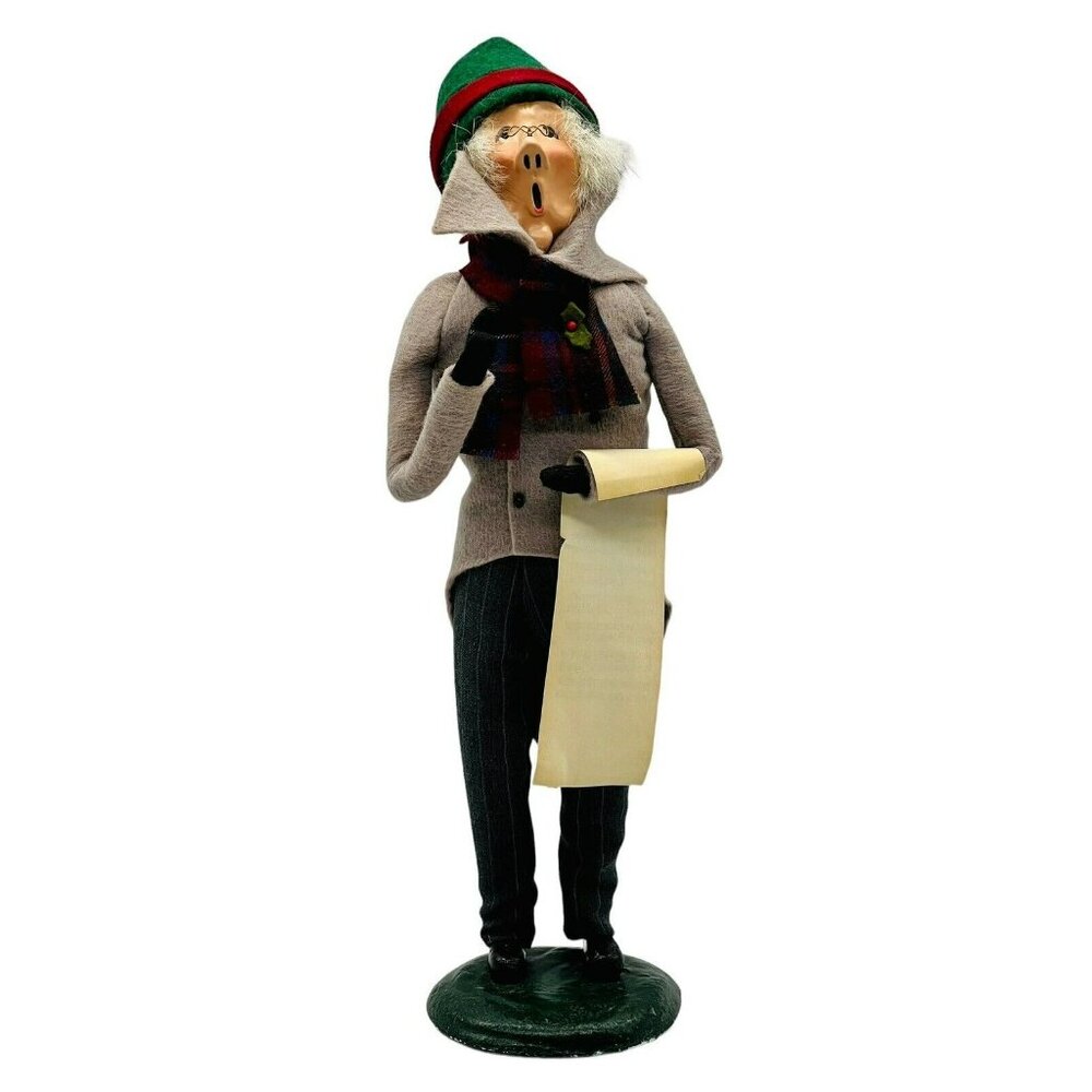 Byers Choice Victorian Man Caroler Sheet Music Tan Coat 1985‎ 13 inch Bumpy Base